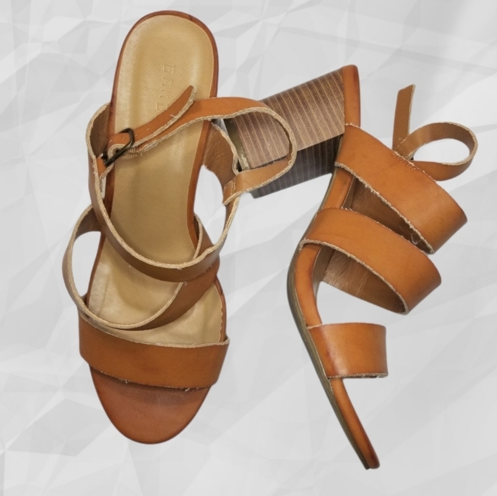 BAMBOO Block Heel Sandals Cognac 8.5